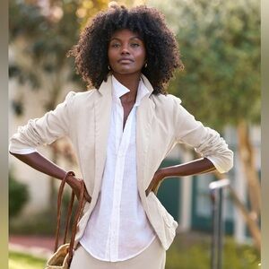 Frank & Eileen Dublin Tailored Blazer In Cement Cream Ivory Size XS NWT